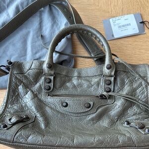 Balenciaga Metallic Gray Leather Satchel